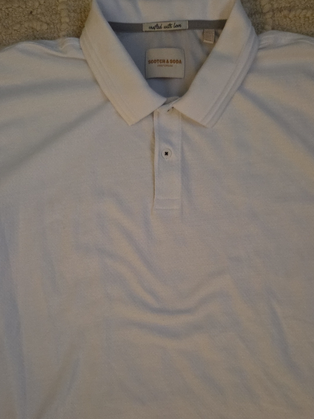 Scotch & Soda Amsterdam Classic Piqué Polo Shirt Solid White Men's XL